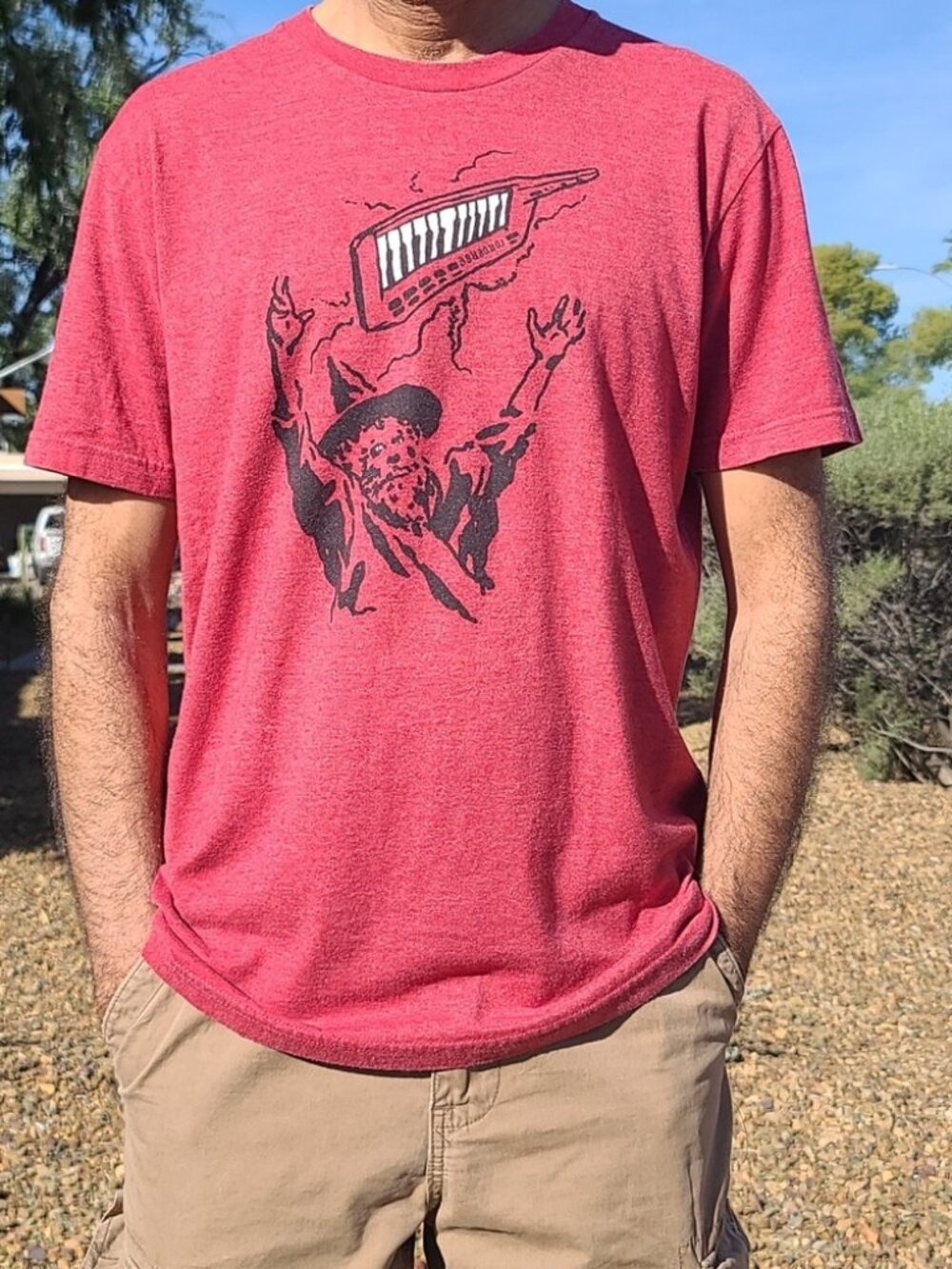 VINTAGE CONVERSE Graphic Tee L Crazy Wizard Keyboard Guitar Rare Streetwear